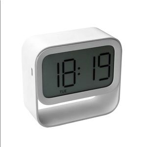 Qanyi Loop Clock Night Light Dual Alarm Rechargable Compact  Black Aluminum